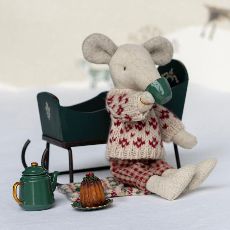 Winter Mouse With Ski Set Mum - Red