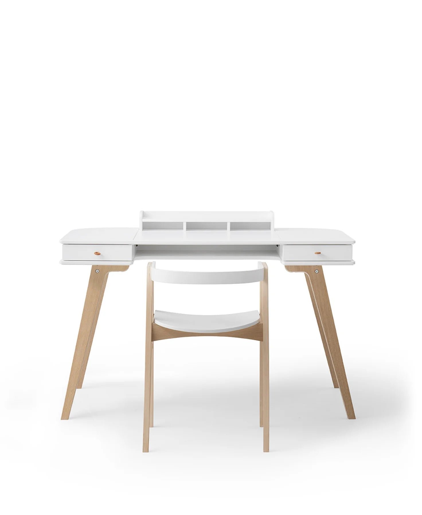 Wood Desk 72.6 cm & Wood Chair With Armrests, Set, White/Oak