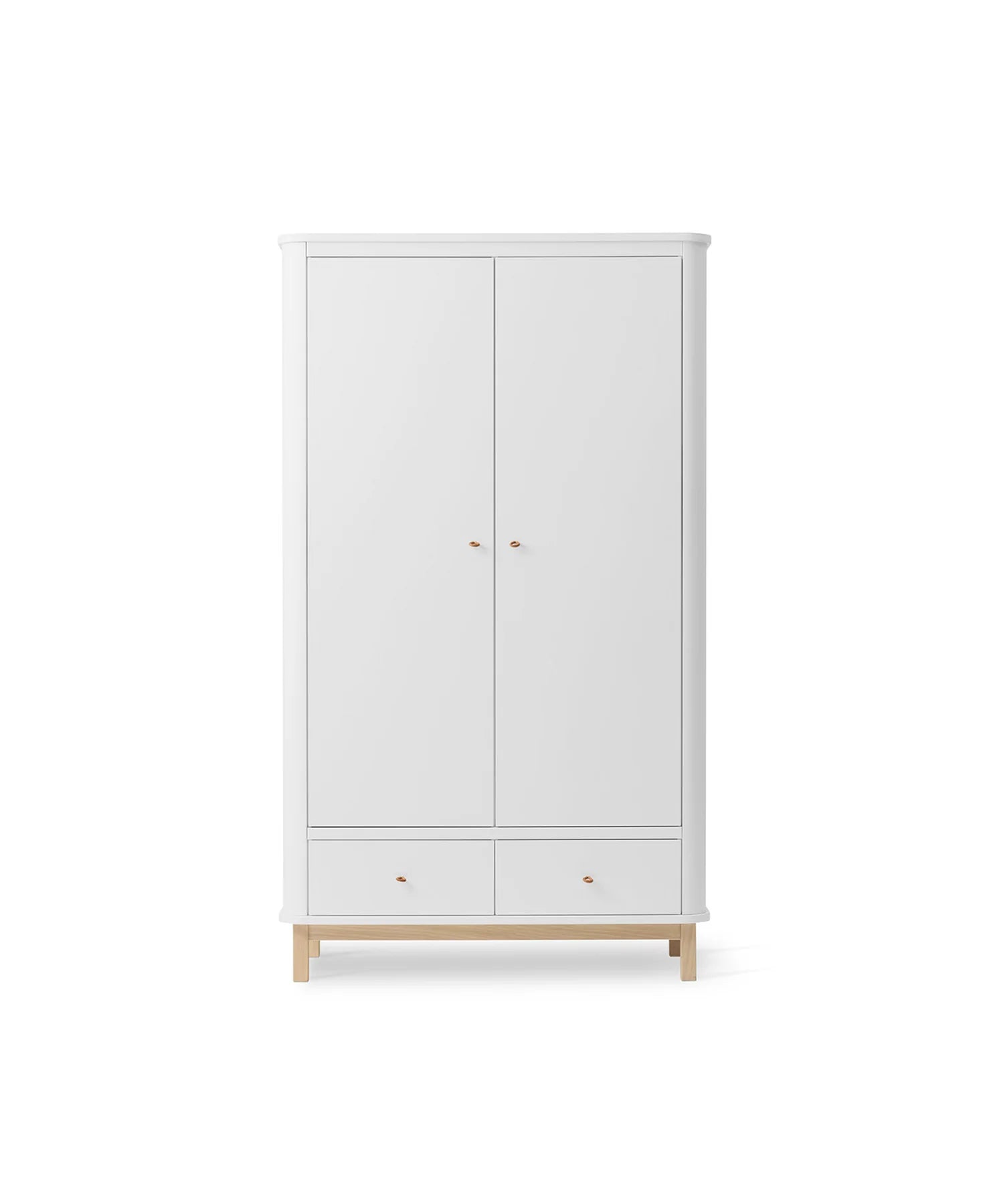 2 Door Wood Wardrobe, White/Oak