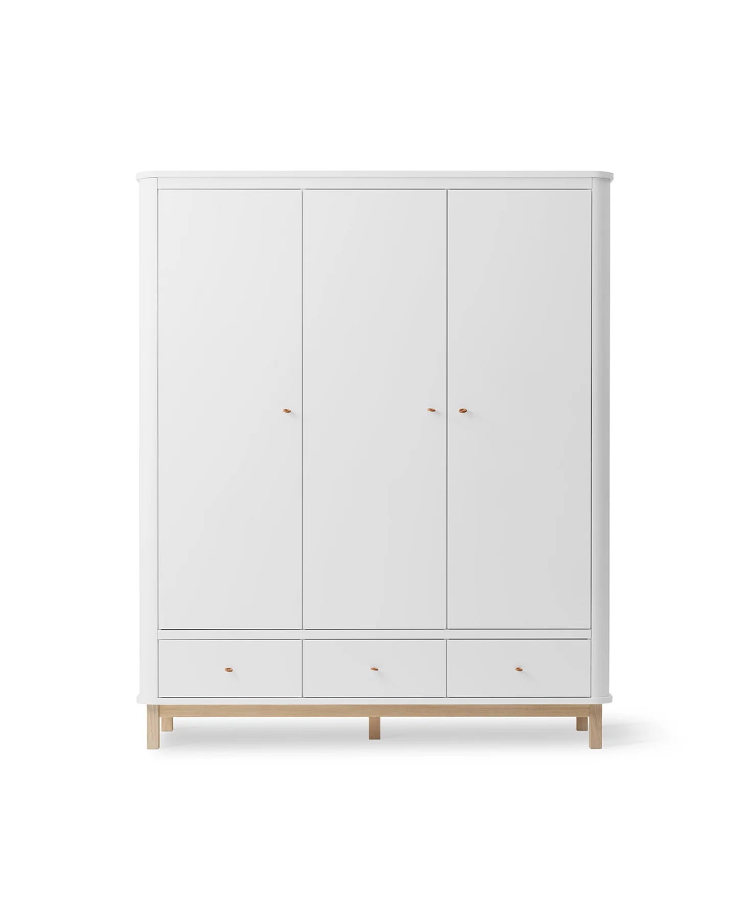 3 Door Wood Wardrobe, White/Oak