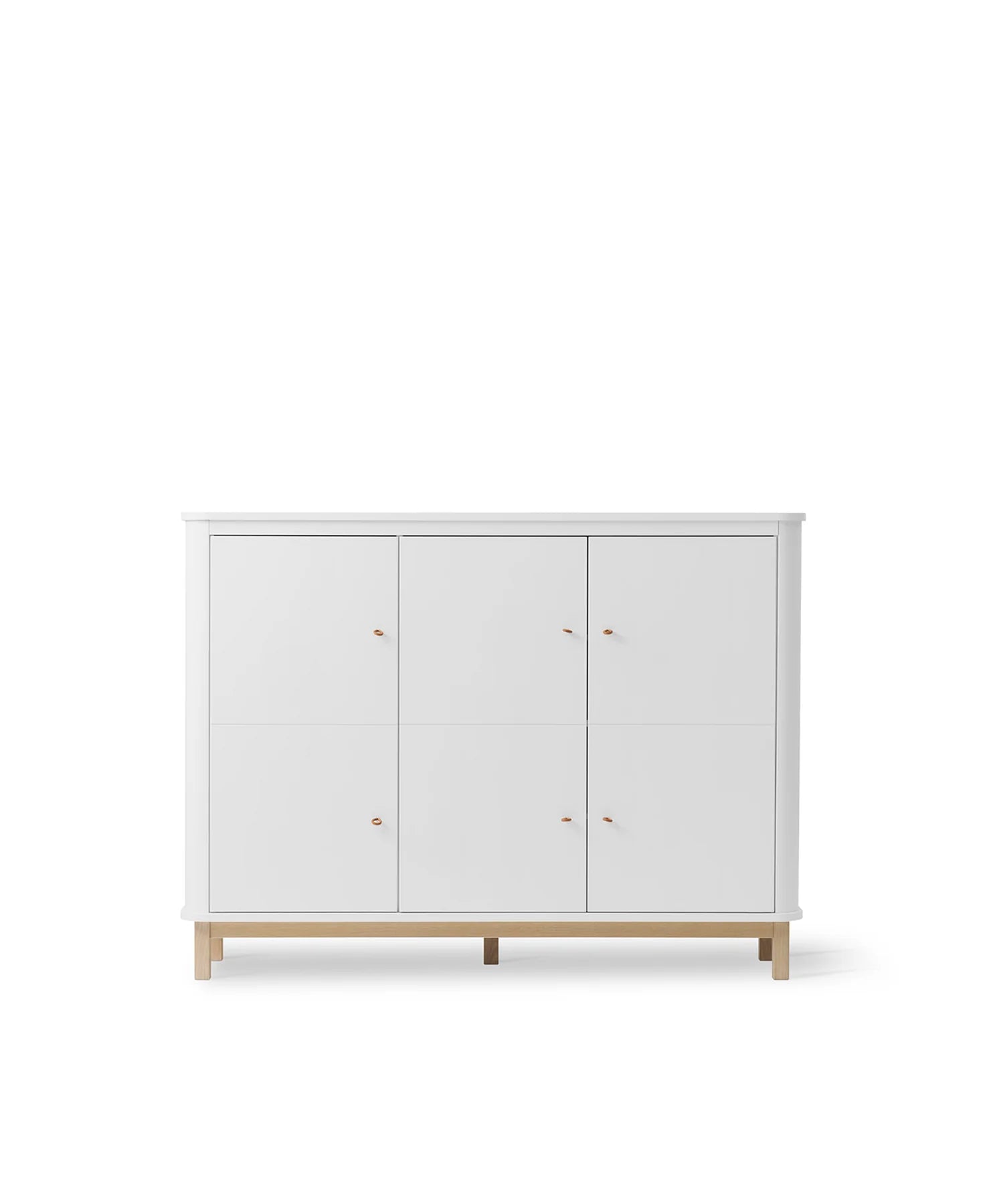 Armoire Multi-Rangement 3 Portes, Blanc/Chêne