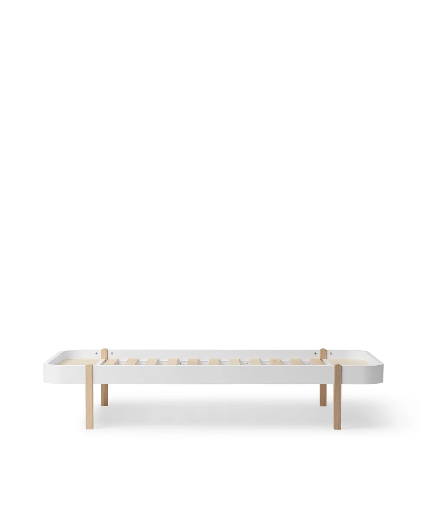 Lit 90 Cm Wood Lounger, Blanc/Chêne