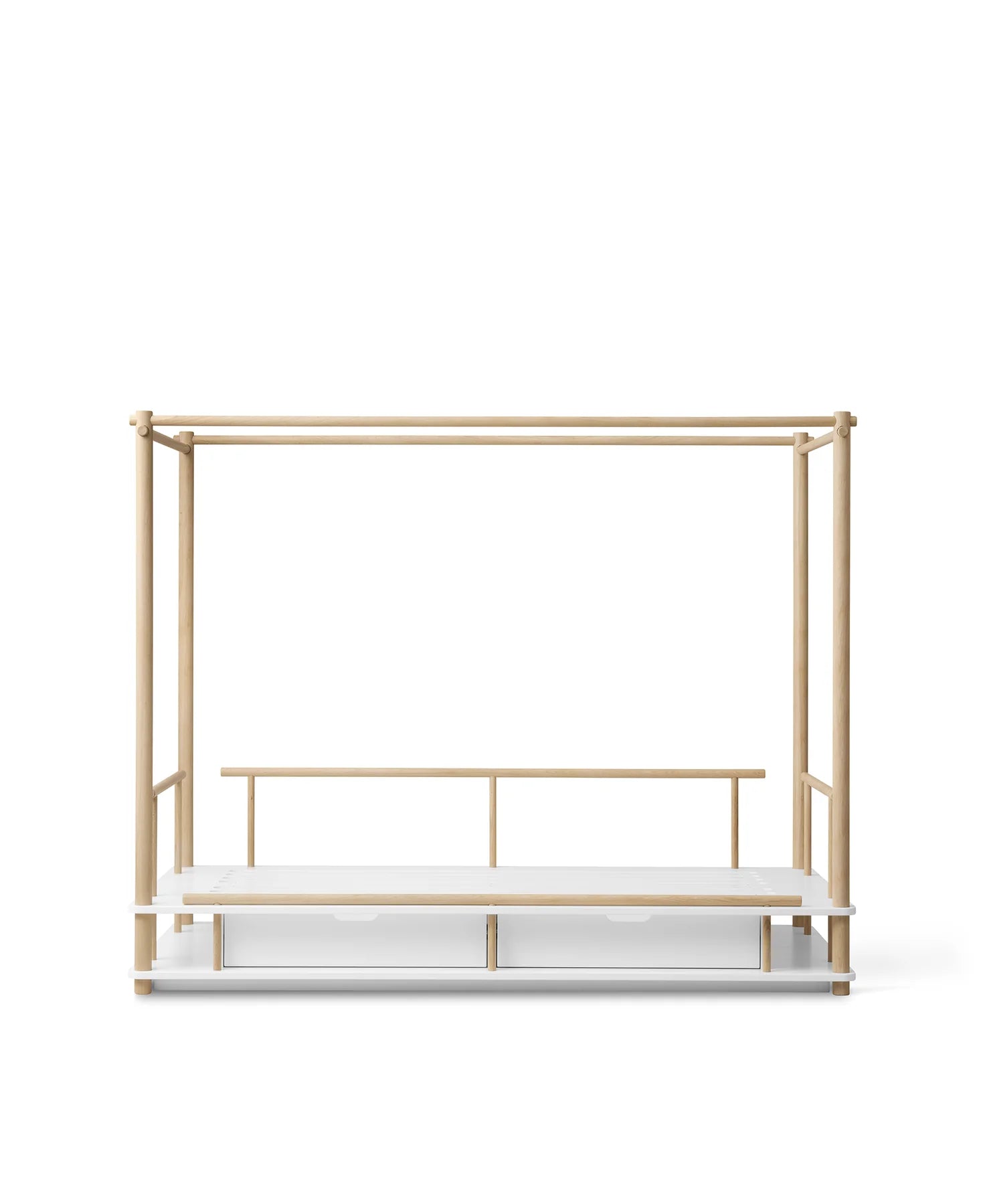 Camp Canopy Bed, White/Oak 90 x 180 cm