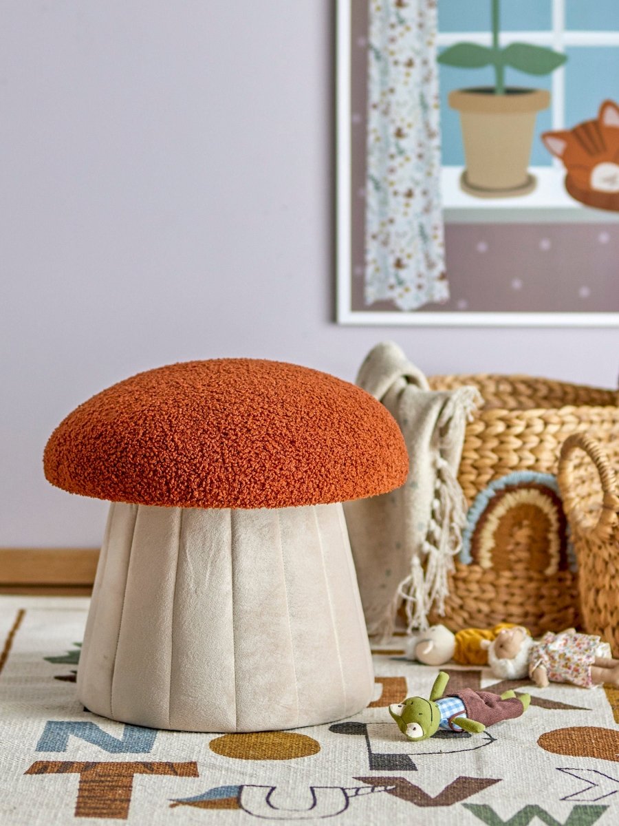 BLOOMINGVILLE MINI-Bertil Pouf, Rouge, Polyester-Les Petits