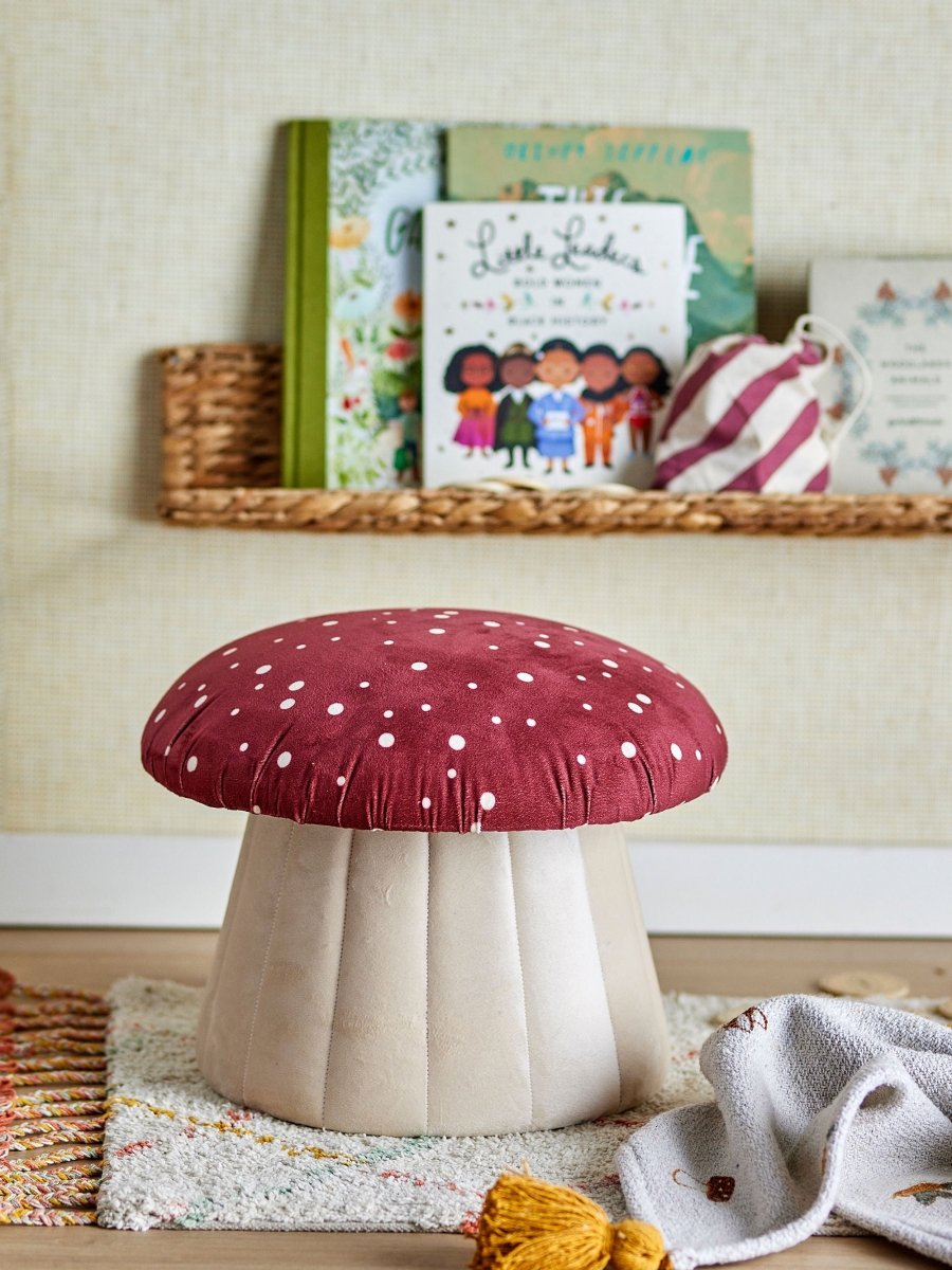 BLOOMINGVILLE MINI-Lue Pouf, Rouge, Polyester-Les Petits