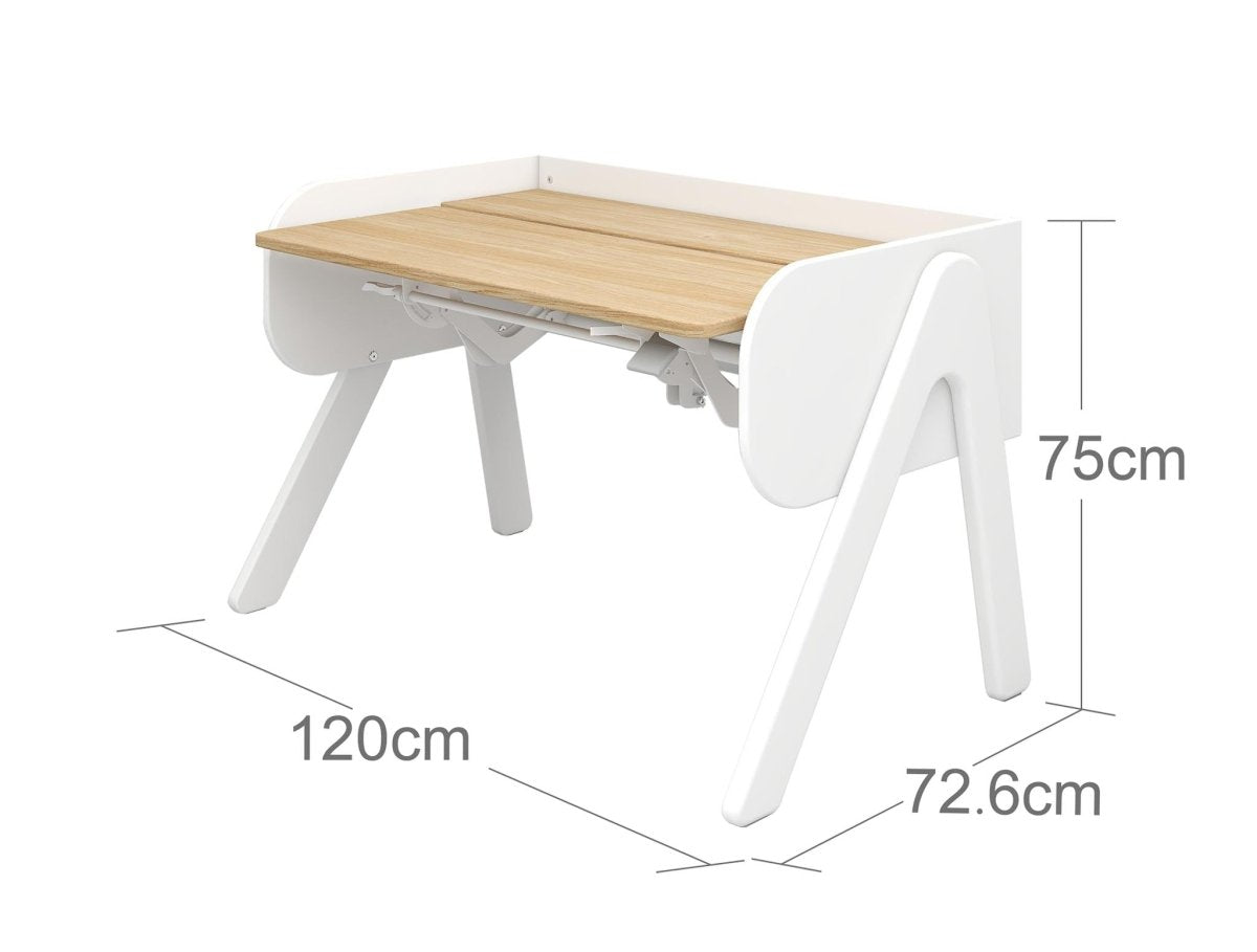 FLEXA - Bureau Évolutif Woody NOR Chêne - Blanc - Les Petits