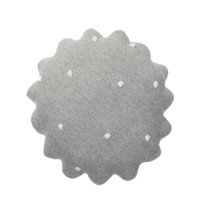 LORENA CANALS - Coussin Tricoté Rond Biscuit Gris - Les Petits