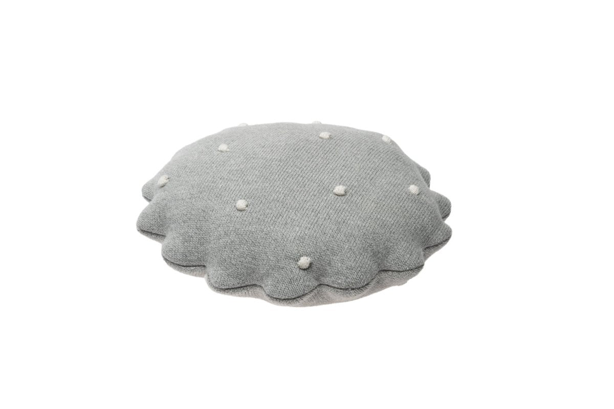 LORENA CANALS - Coussin Tricoté Rond Biscuit Gris - Les Petits