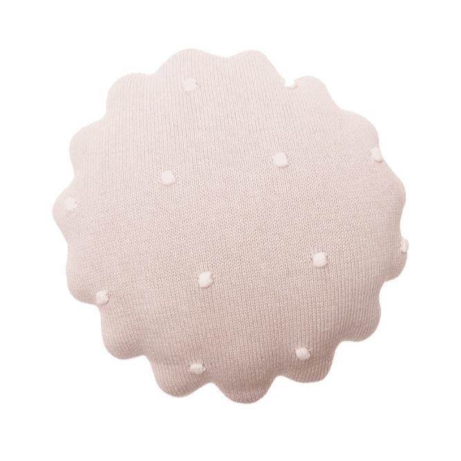 LORENA CANALS - Coussin Tricoté Rond Biscuit Rose Perle - Les Petits