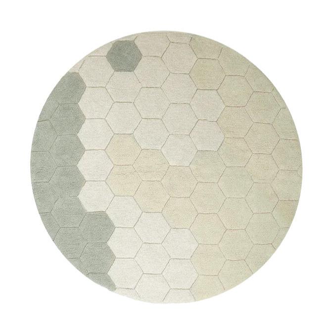 LORENA CANALS - Tapis Lavable Rond Nid D'abeille Bleu Sauge - Les Petits