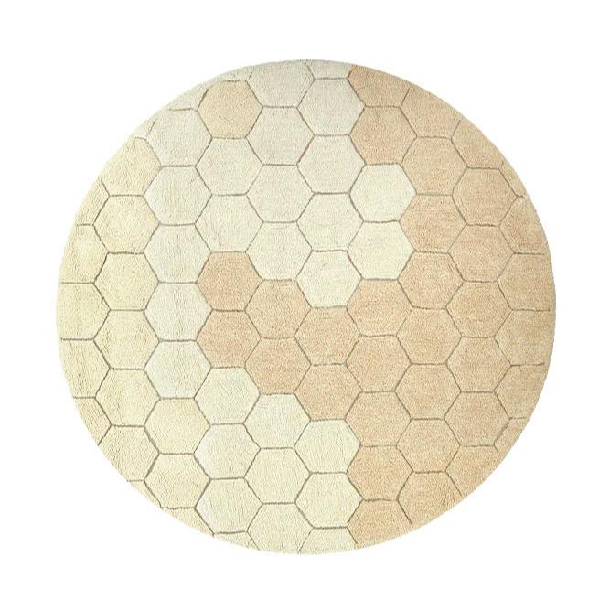 LORENA CANALS - Tapis Lavable Rond Nid D'abeille Doré - Les Petits