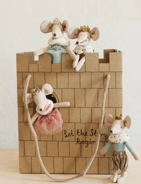 MAILEG-Maileg Sac Cadeaux En Papier, Château - Rose-Les Petits