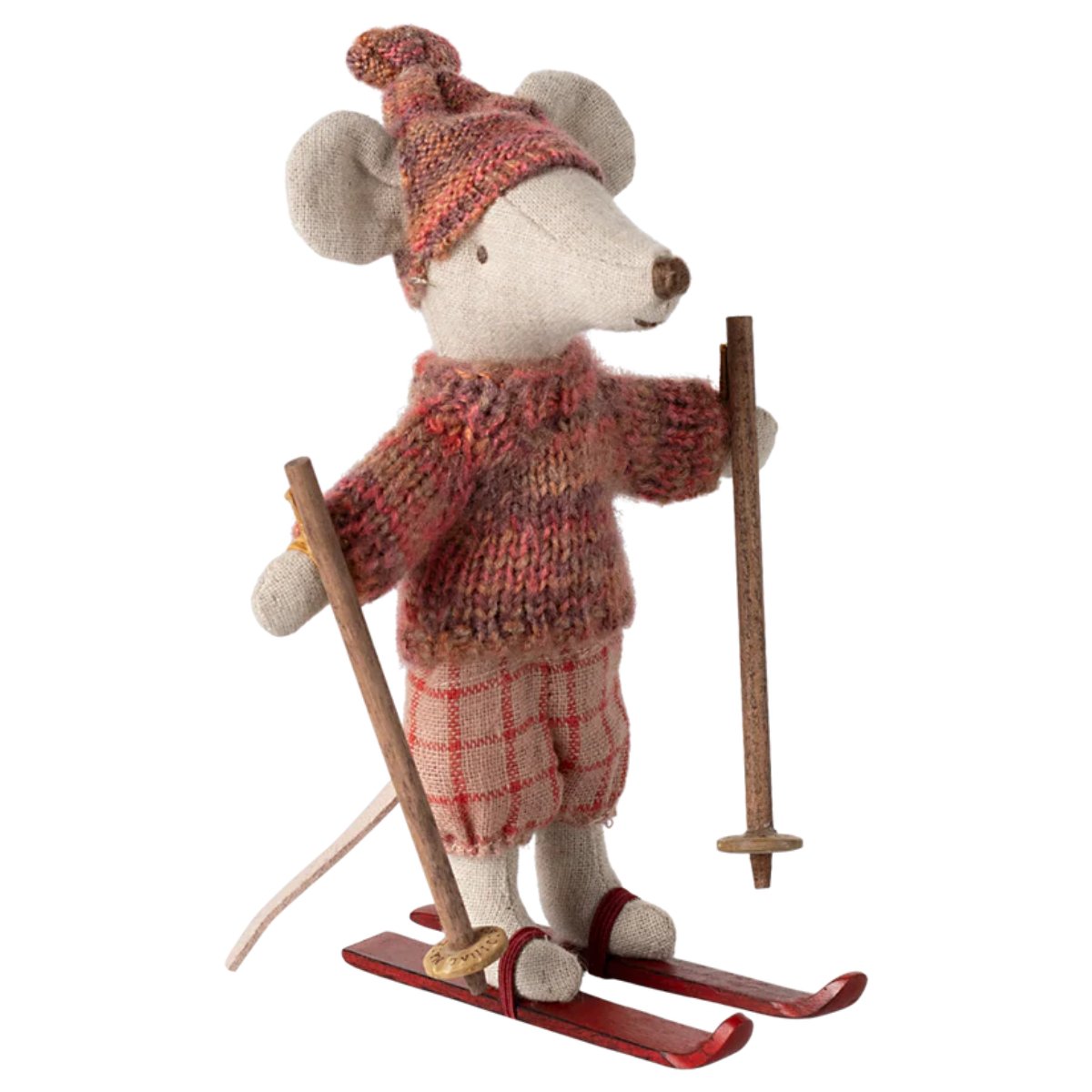 MAILEG - Souris D'hiver Avec Set De Ski Grande Soeur - Rose - Les Petits