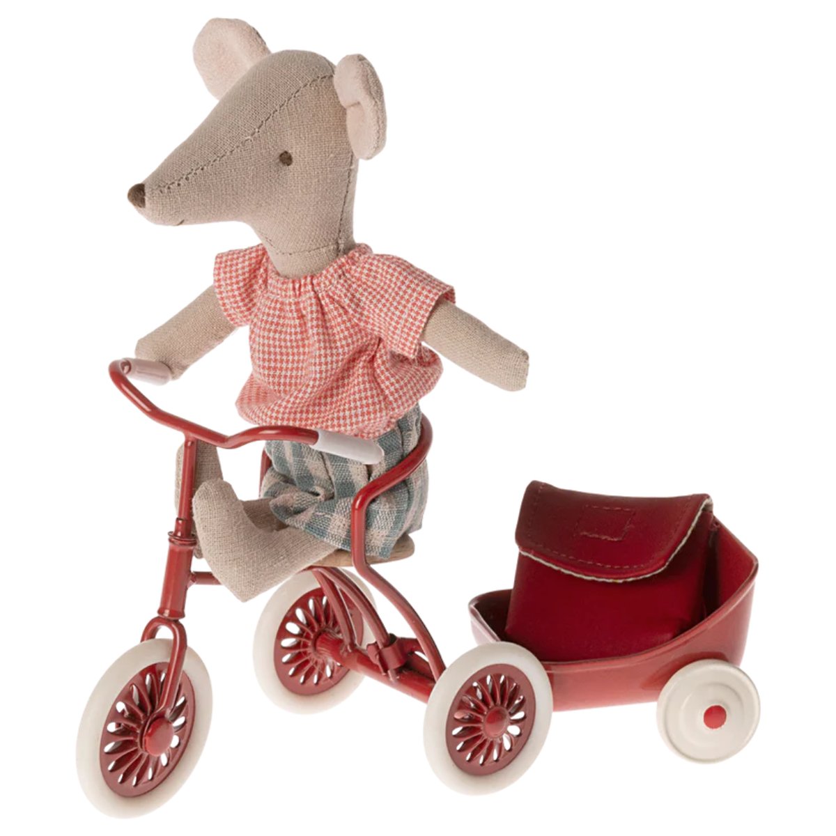 MAILEG - Souris Tricycle, Grande Soeur - Rouge - Les Petits