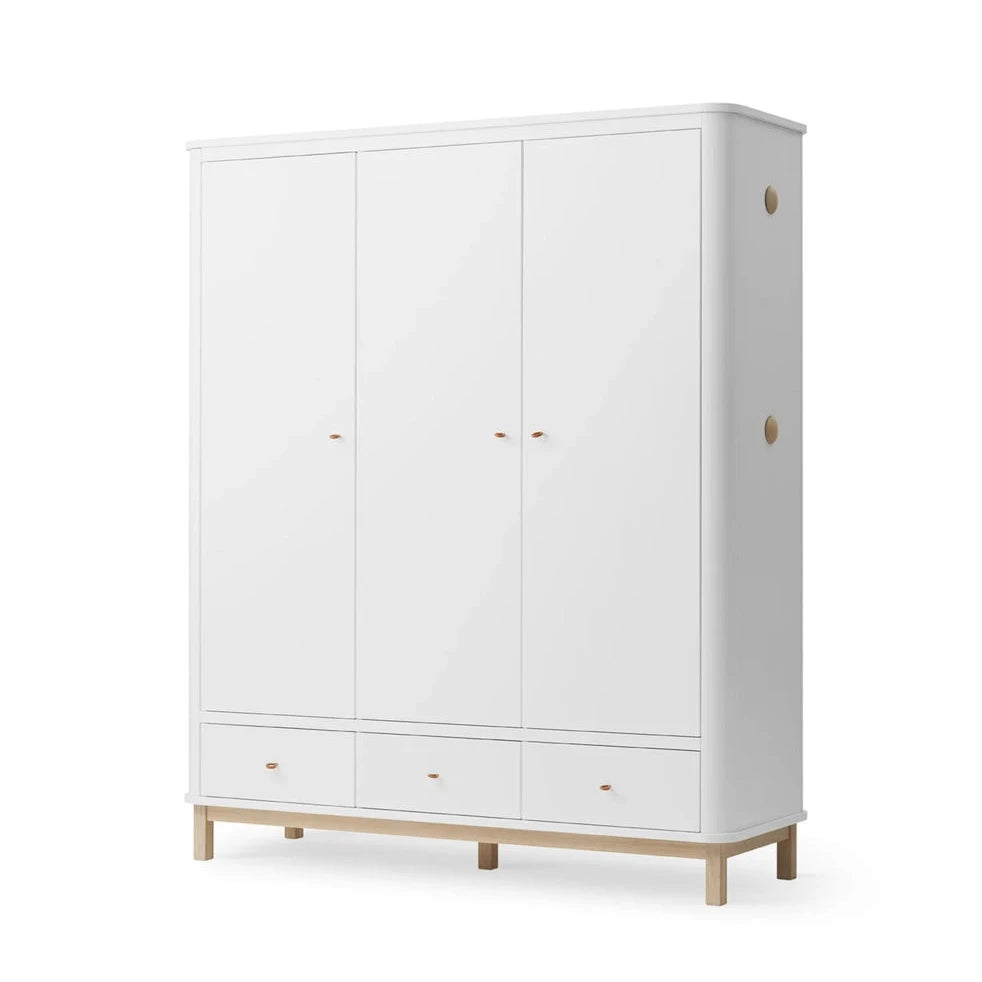 OLIVER FURNITURE - Armoire 3 Portes Wood, Blanc/Chêne - Les Petits