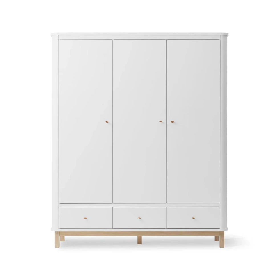 OLIVER FURNITURE - Armoire 3 Portes Wood, Blanc/Chêne - Les Petits