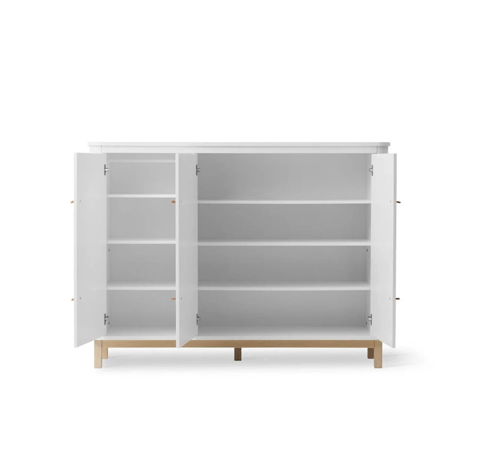 OLIVER FURNITURE - Armoire Multi - Rangement 3 Portes, Blanc/Chêne - Les Petits