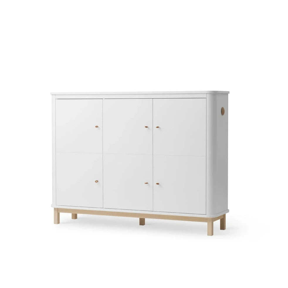 OLIVER FURNITURE - Armoire Multi - Rangement 3 Portes, Blanc/Chêne - Les Petits