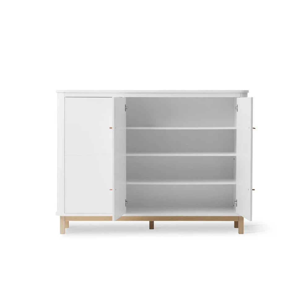 OLIVER FURNITURE - Armoire Multi - Rangement 3 Portes, Blanc/Chêne - Les Petits