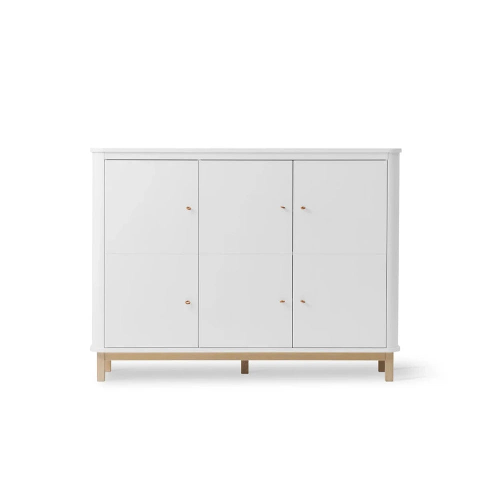 OLIVER FURNITURE - Armoire Multi - Rangement 3 Portes, Blanc/Chêne - Les Petits