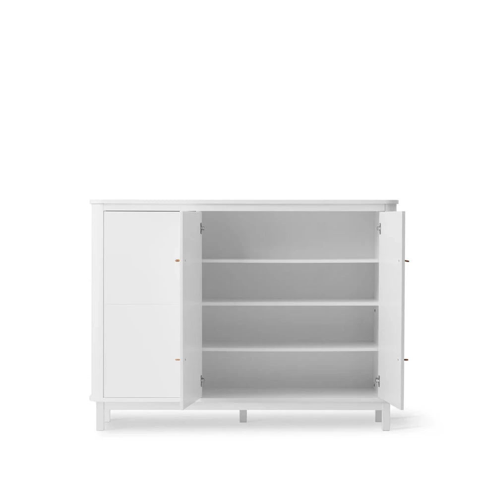 OLIVER FURNITURE - Armoire Multi - Rangement 3 Portes Wood, Blanc - Les Petits