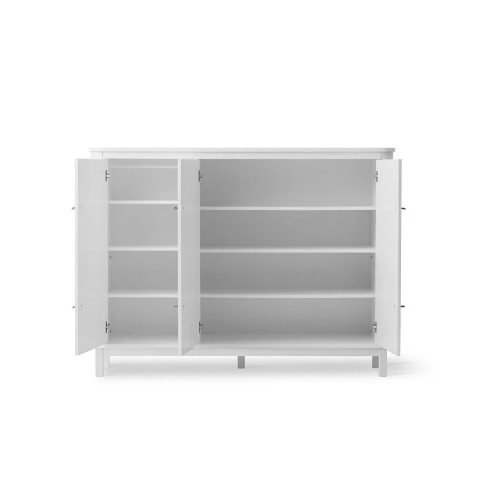 OLIVER FURNITURE - Armoire Multi - Rangement 3 Portes Wood, Blanc - Les Petits