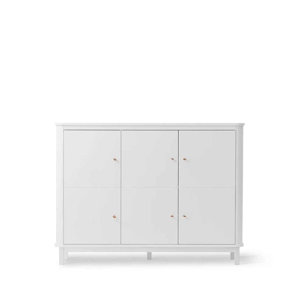 OLIVER FURNITURE - Armoire Multi - Rangement 3 Portes Wood, Blanc - Les Petits