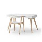 OLIVER FURNITURE - Bureau Wood 66 cm & Chaise Wood Avec Accoudoirs, L'ensemble, Blanc/Chêne - Les Petits