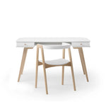 OLIVER FURNITURE - Bureau Wood 66 cm & Chaise Wood Avec Accoudoirs, L'ensemble, Blanc/Chêne - Les Petits