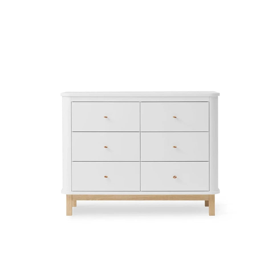 OLIVER FURNITURE - Commode 6 Tiroirs Wood, Blanc/Chêne - Les Petits