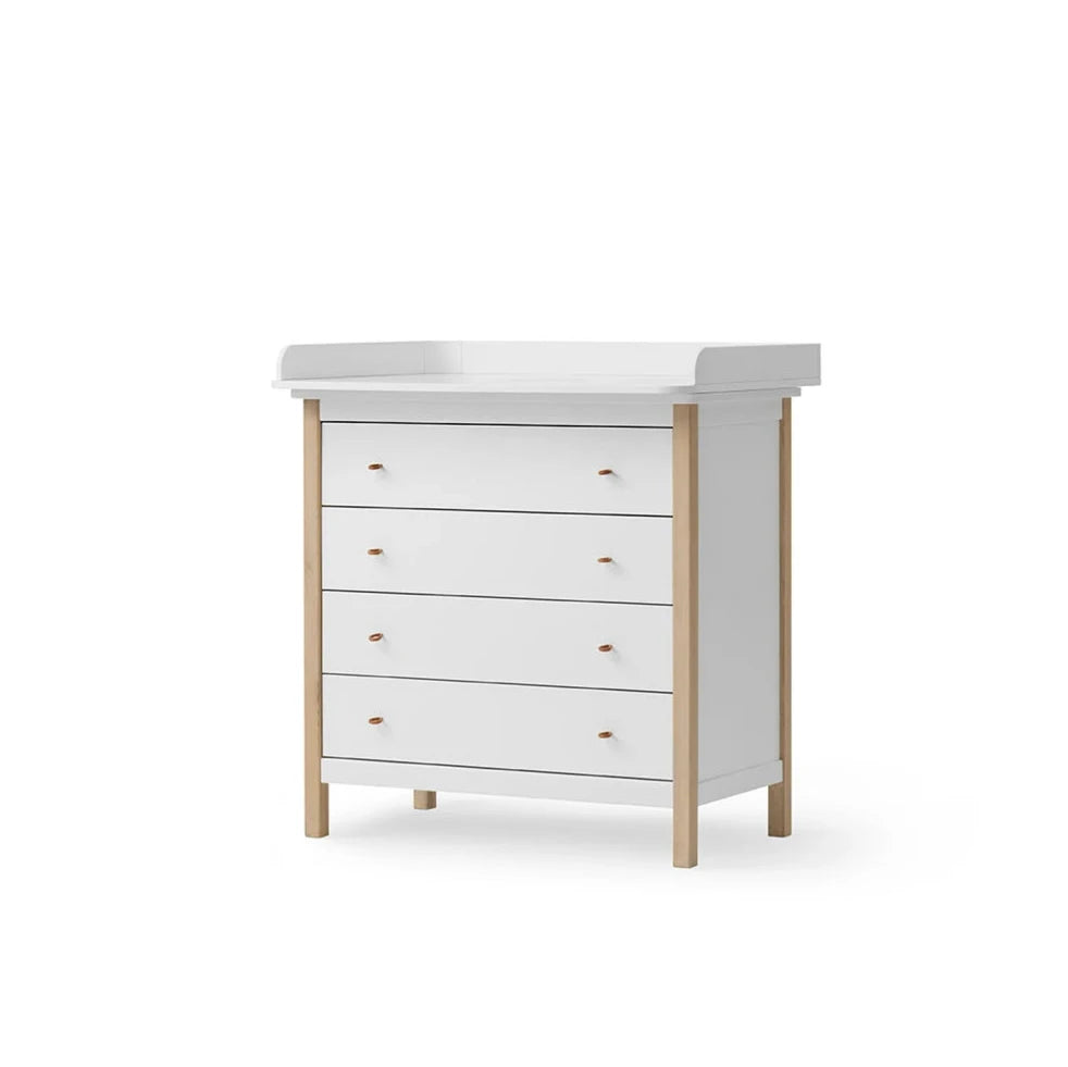 OLIVER FURNITURE - Commode à Langer 4 Tiroirs Wood, Blanc/Chêne - Les Petits