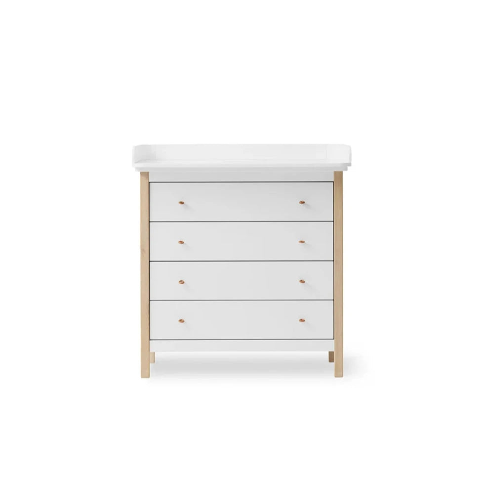 OLIVER FURNITURE - Commode à Langer 4 Tiroirs Wood, Blanc/Chêne - Les Petits