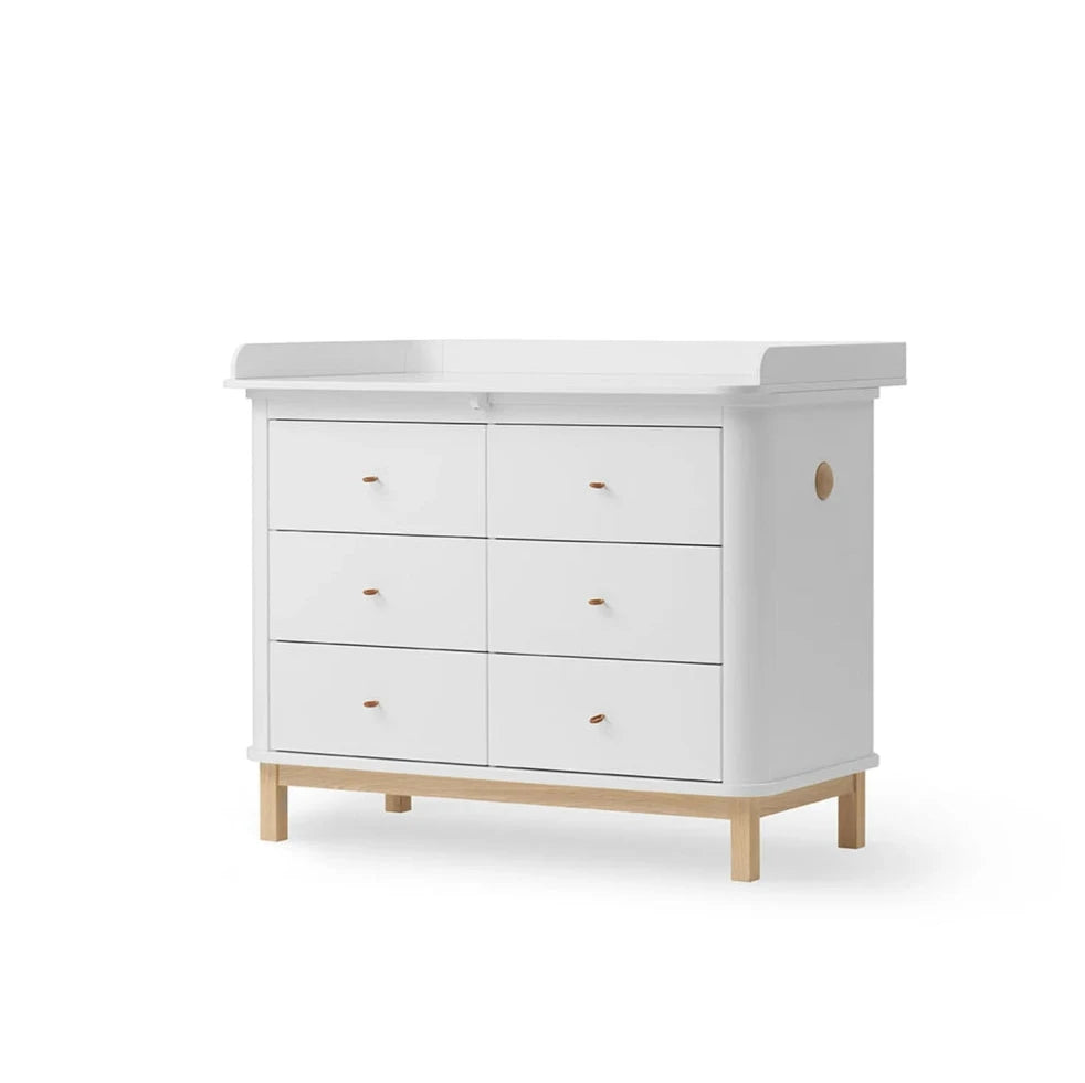 OLIVER FURNITURE - Commode à Langer 6 Tiroirs Wood, Blanc/Chêne - Les Petits