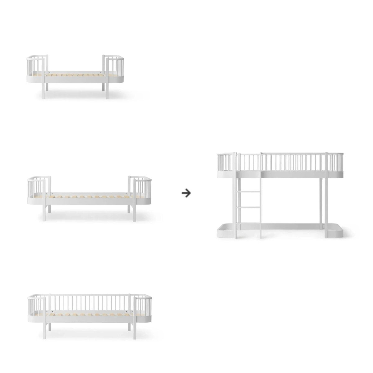 OLIVER FURNITURE - Kit De Conversion Original, Lit/lit Junior/lit Junior Banquette - En Lit Mezzanine Mi - haut 138 Cm, Blanc - Les Petits