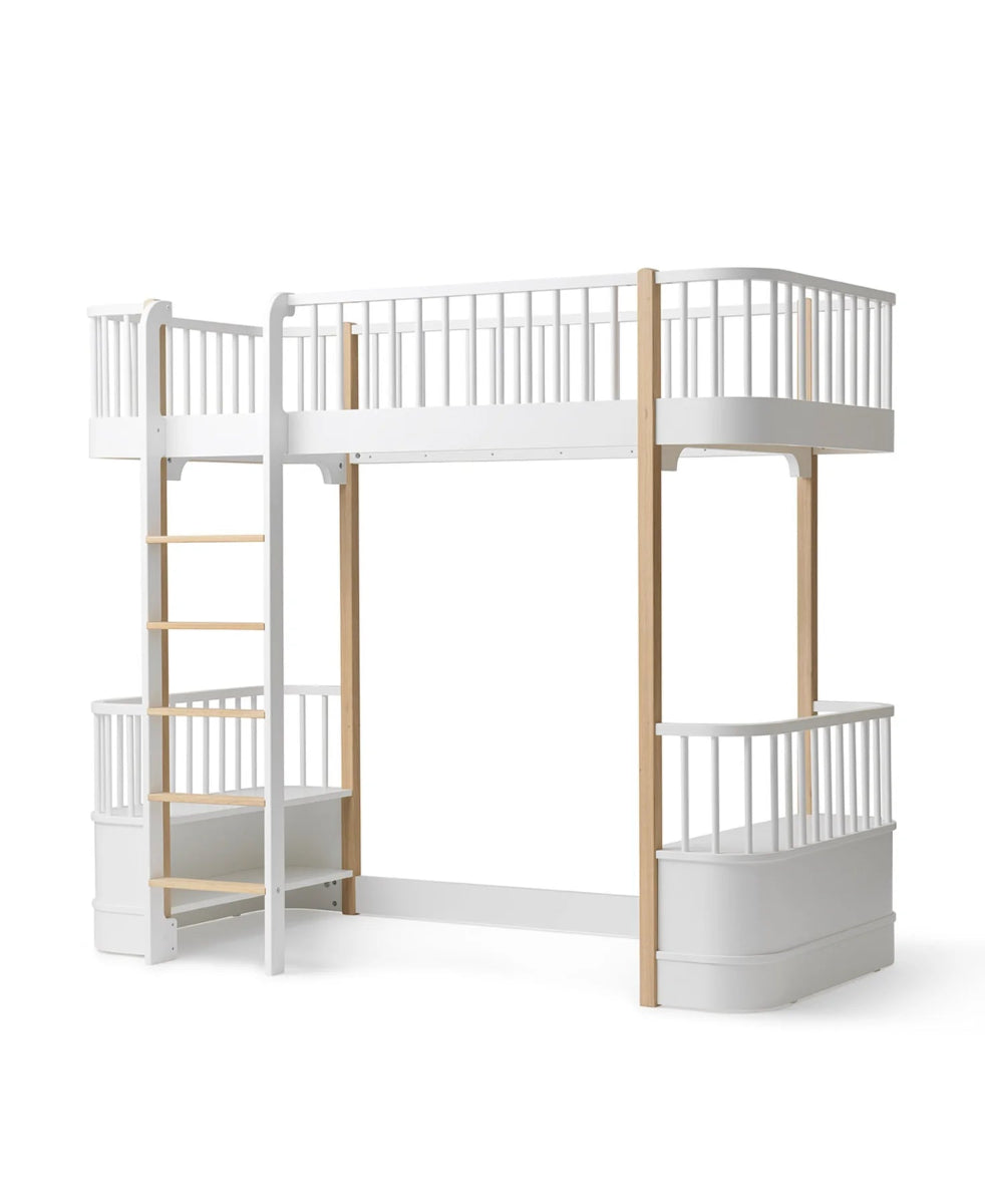 OLIVER FURNITURE - Lit Mezzanine Haut Wood Original, Blanc/Chêne - Les Petits