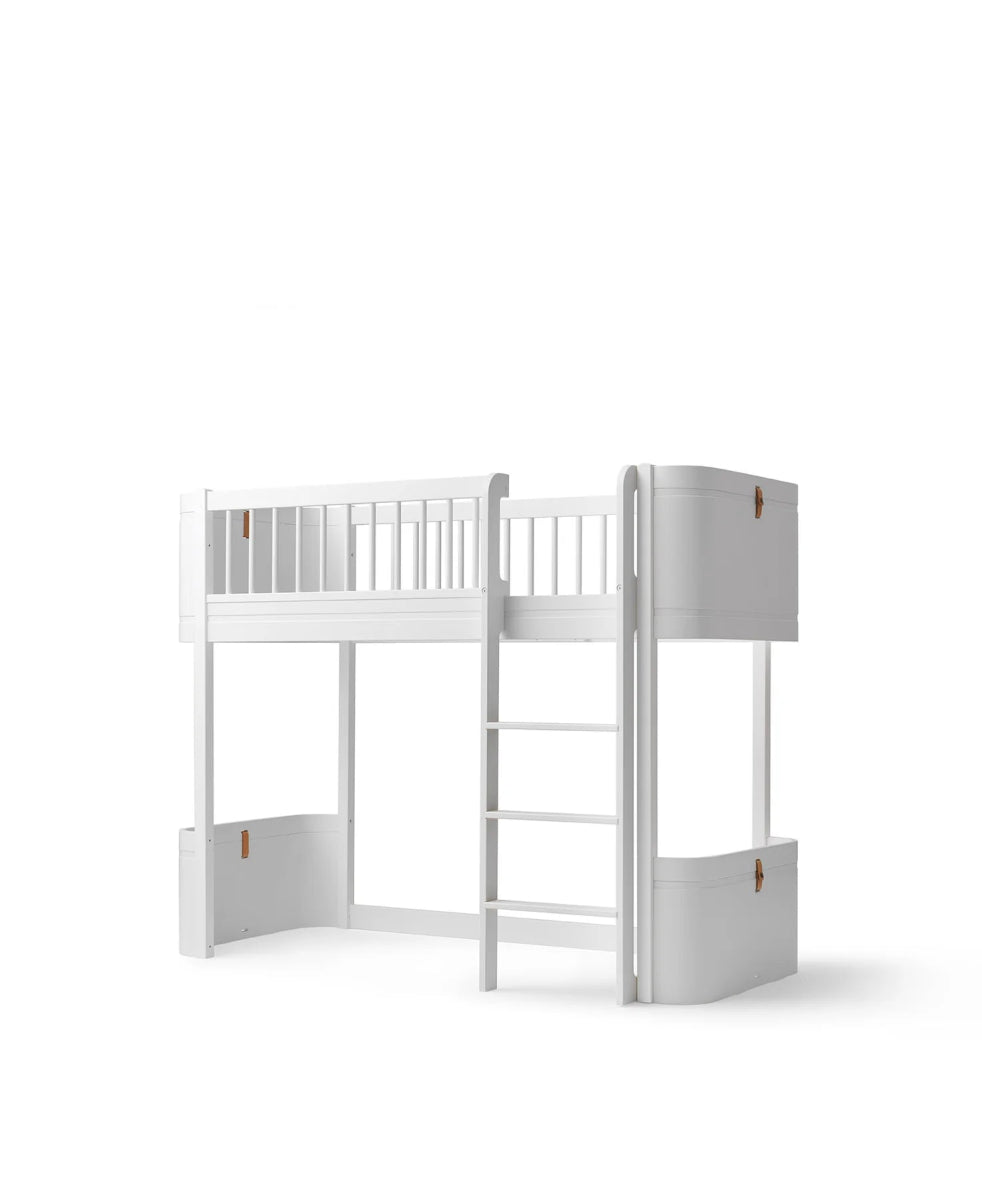 OLIVER FURNITURE - Lit Mezzanine Mi - haut Wood Mini+, Blanc - Les Petits