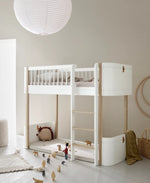 OLIVER FURNITURE - Lit Mezzanine Mi - haut Wood Mini+, Blanc/Chêne - Les Petits