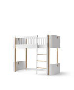 OLIVER FURNITURE - Lit Mezzanine Mi - haut Wood Mini+, Blanc/Chêne - Les Petits