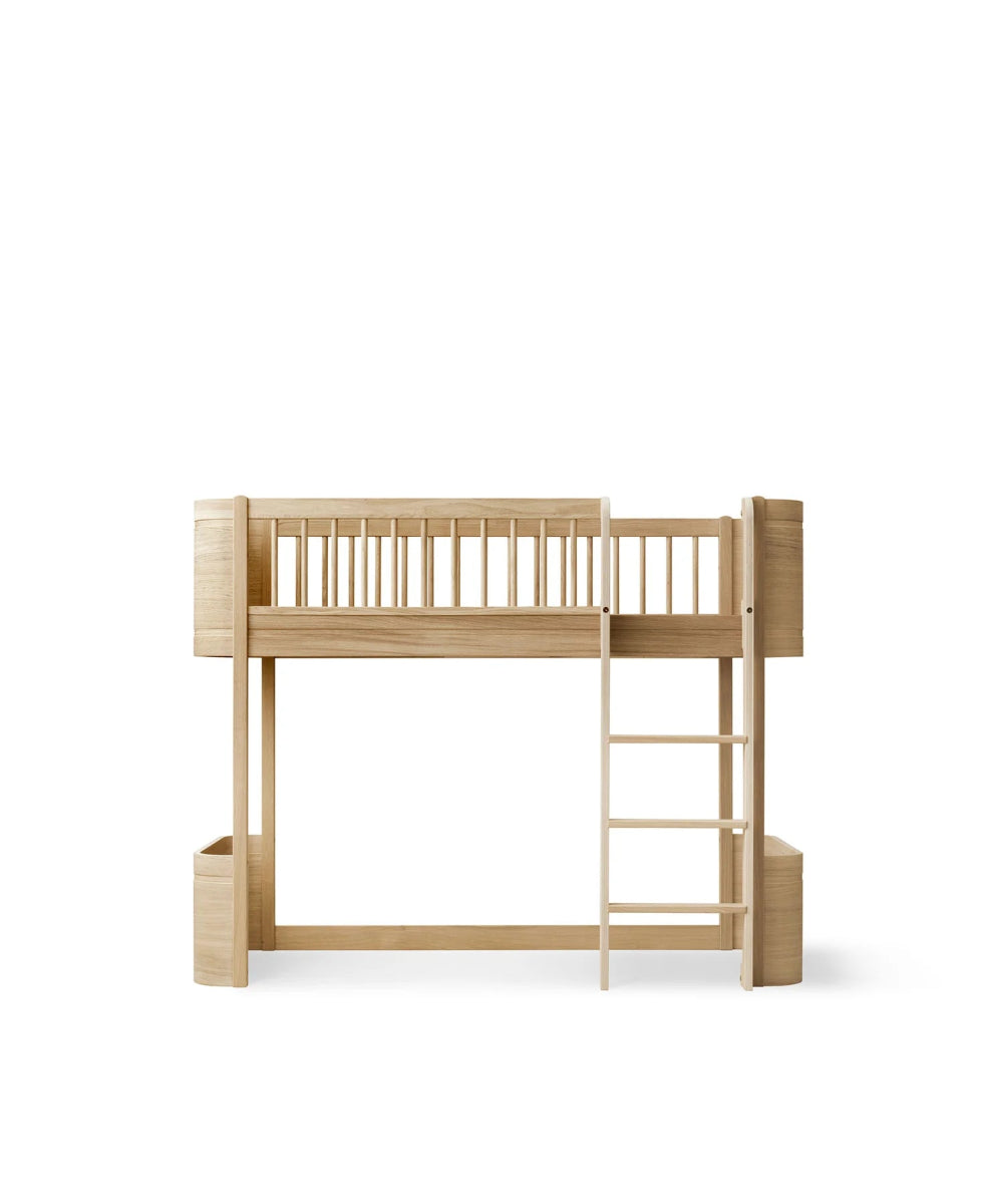 OLIVER FURNITURE - Lit Mezzanine Mi - haut Wood Mini+, Chêne - Les Petits