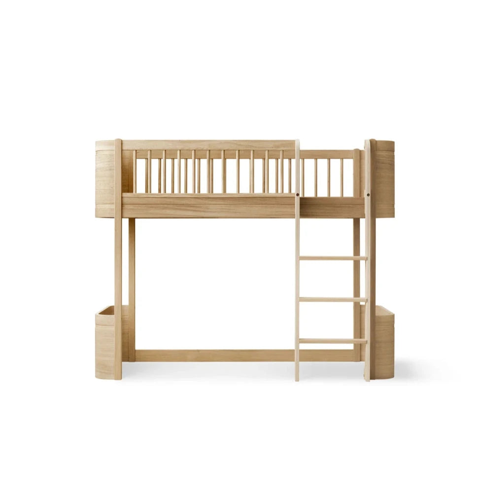 OLIVER FURNITURE - Lit Mezzanine Mi - haut Wood Mini+, Chêne - Les Petits