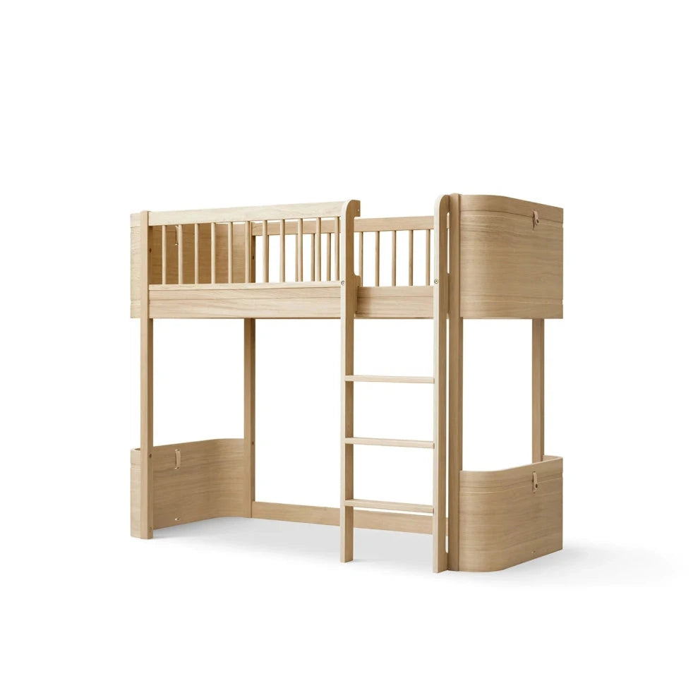 OLIVER FURNITURE - Lit Mezzanine Mi - haut Wood Mini+, Chêne - Les Petits