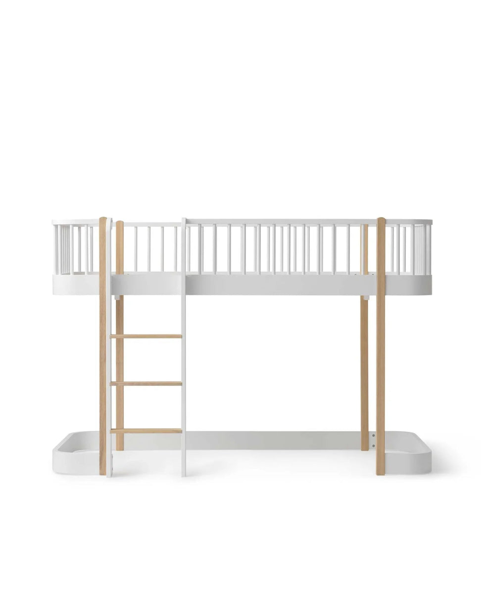 OLIVER FURNITURE - Lit Mezzanine Mi - haut Wood Original, Blanc/Chêne - Les Petits