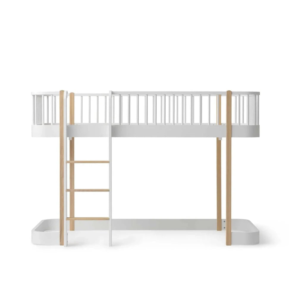 OLIVER FURNITURE - Lit Mezzanine Mi - haut Wood Original, Blanc/Chêne - Les Petits