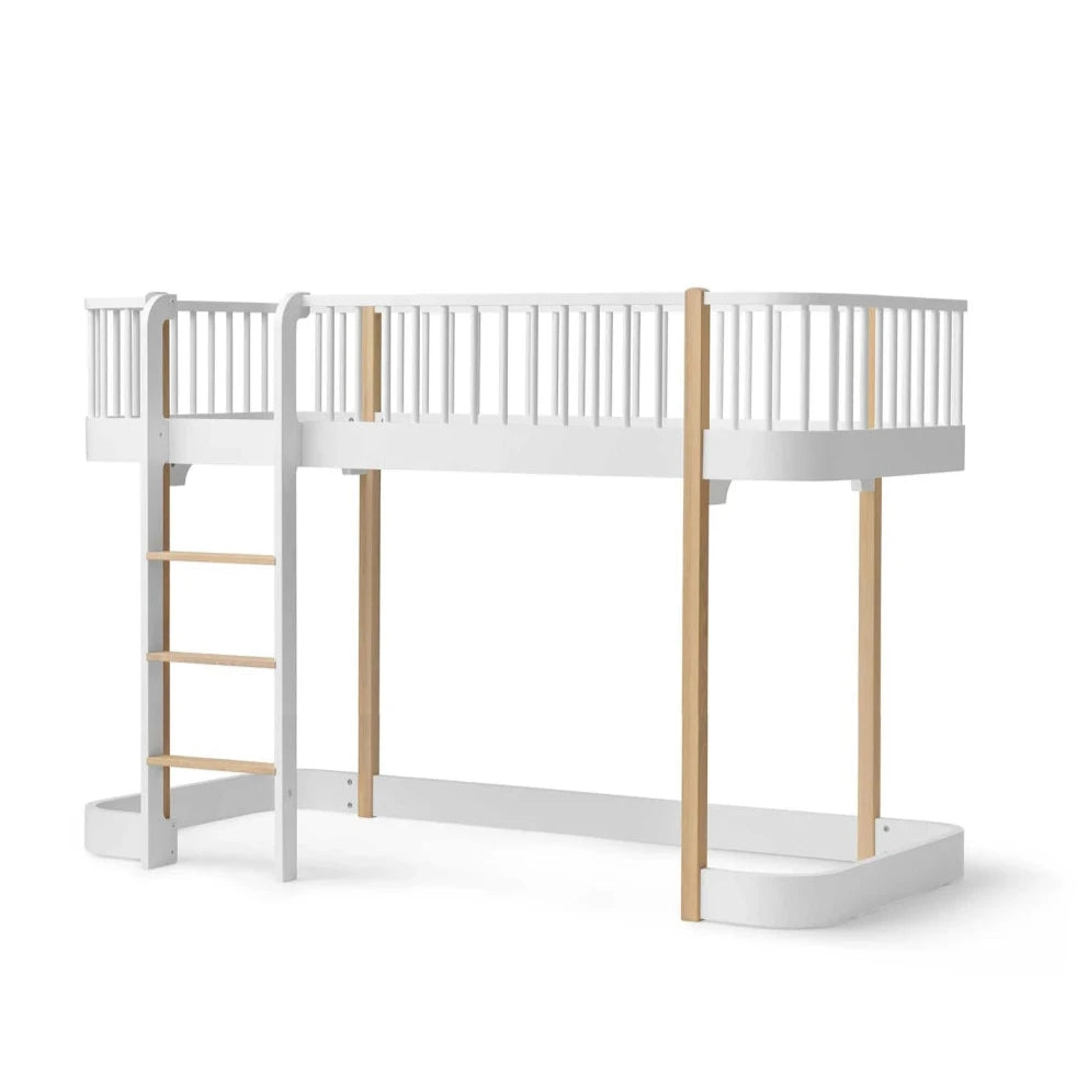 OLIVER FURNITURE - Lit Mezzanine Mi - haut Wood Original, Blanc/Chêne - Les Petits