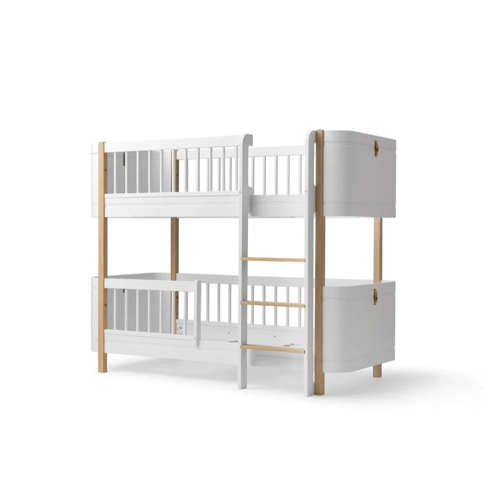 OLIVER FURNITURE - Lit Superposé Mi - haut Wood Mini+, Blanc/Chêne - Les Petits