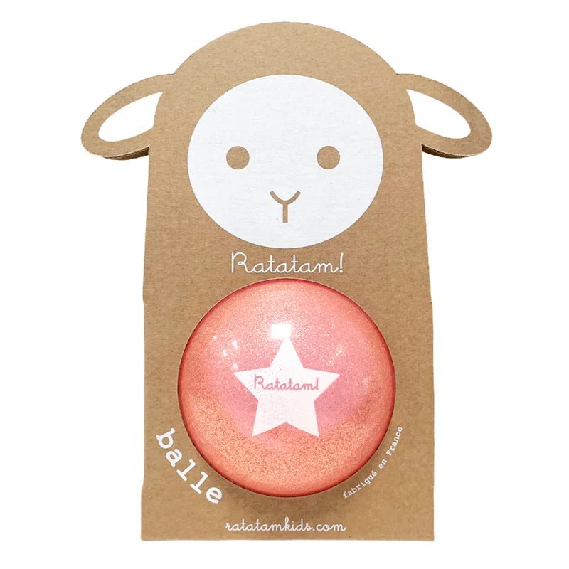 RATATAM KIDS - Petit Ballon Pailleté Mouton Rose 10 Cm - Les Petits