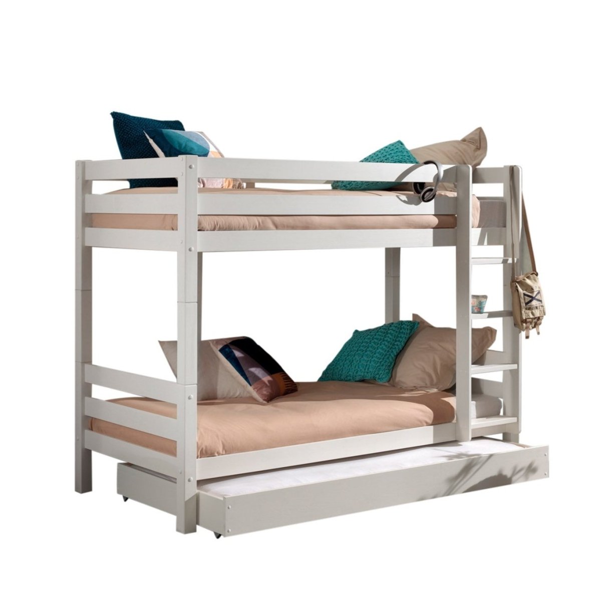 VIPACK - Lit Superposé Pino Blanc 160 Cm Hauteur Avec Tiroir de Lit - Les Petits