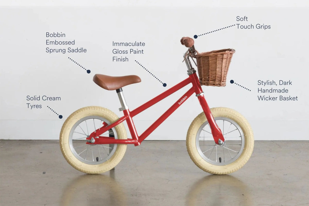 Draisienne dès 2 ans, Vélo rouge sans Pédale style retro, Bobbin