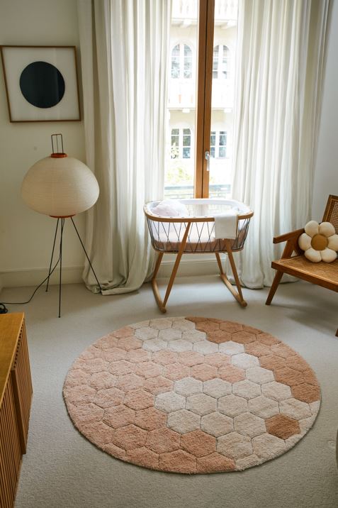 LORENA CANALS-Tapis Lavable Rond Nid D'abeille Rose-Les Petits