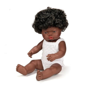 MINILAND, Poupée Bébé Fille Africaine 38 Cm